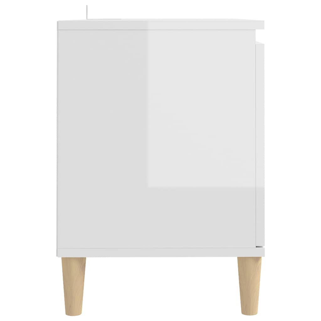 TV spintelė su medinėmis kojelėmis, balta, 103,5x35x50cm
