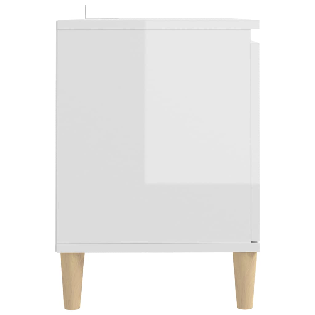 TV skapītis ar koka kājām, balts, 103,5x35x50cm