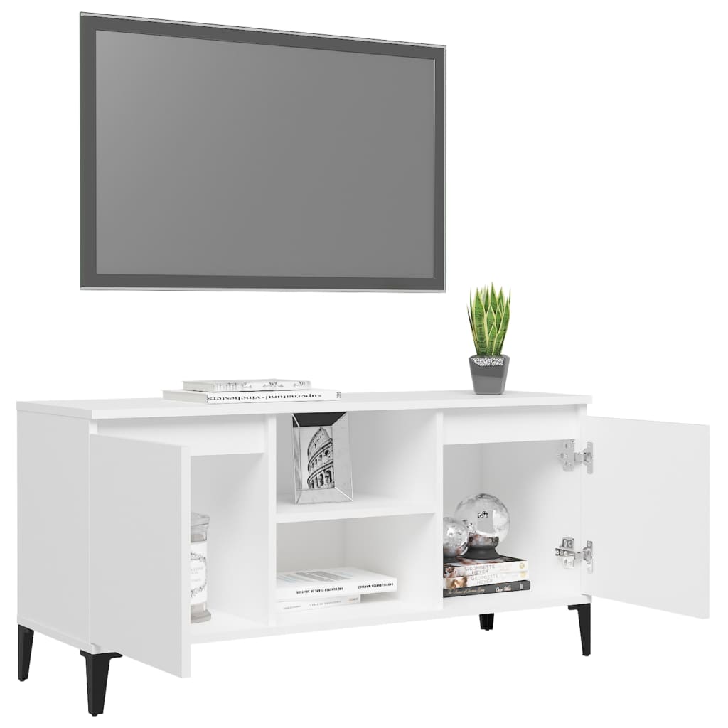 TV skapītis ar metāla kājām, balts, 103,5x35x50cm