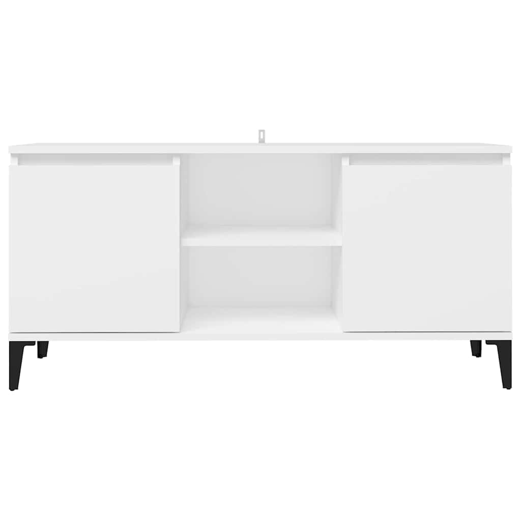 TV spintelė su metalinėmis kojelėmis, balta, 103,5x35x50cm