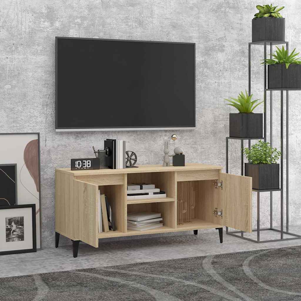 TV spintelė su metalinėmis kojelėmis, ąžuolo, 103,5x35x50cm