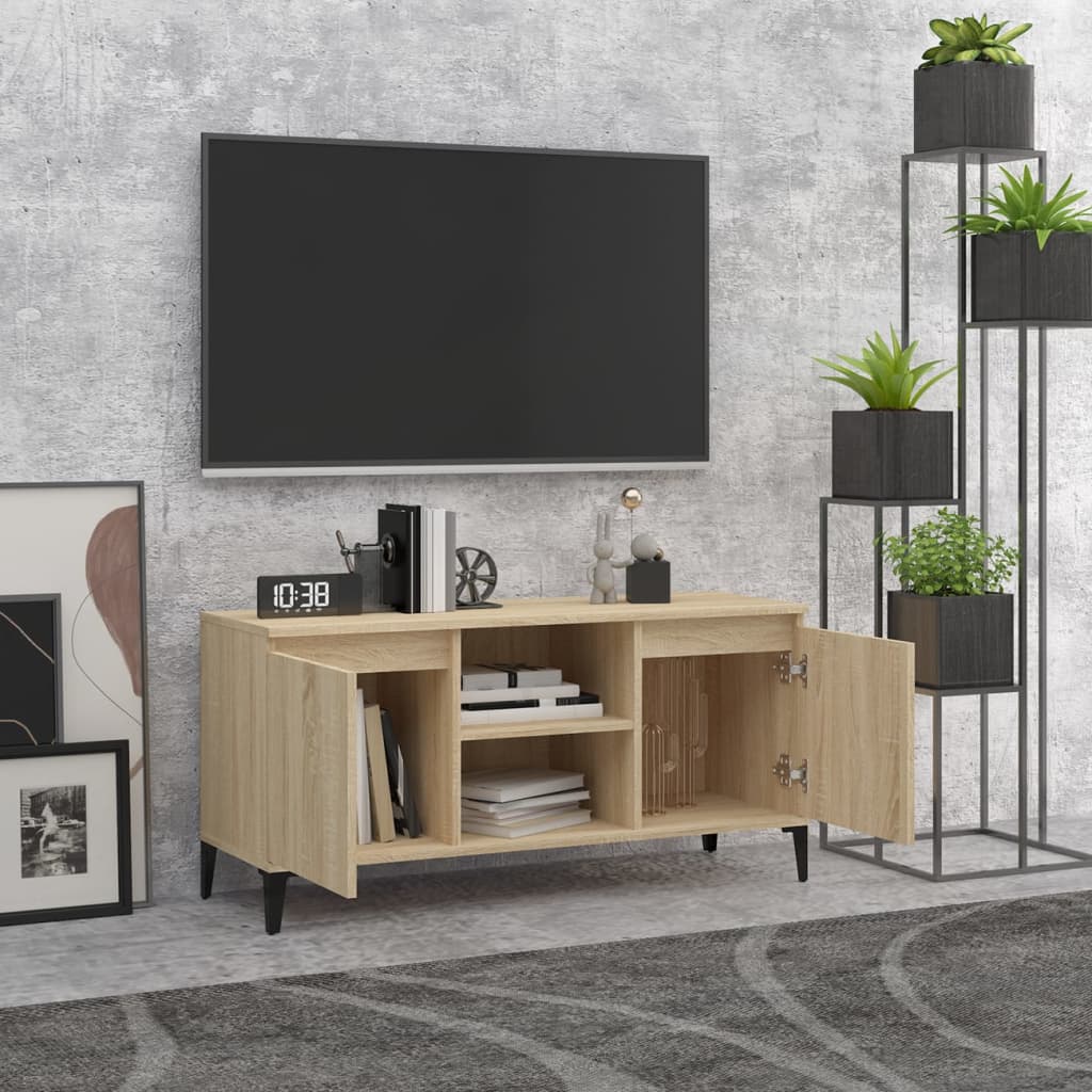 TV spintelė su metalinėmis kojelėmis, ąžuolo, 103,5x35x50cm