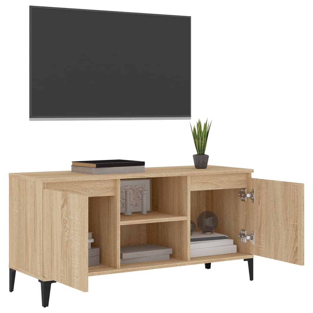 TV spintelė su metalinėmis kojelėmis, ąžuolo, 103,5x35x50cm
