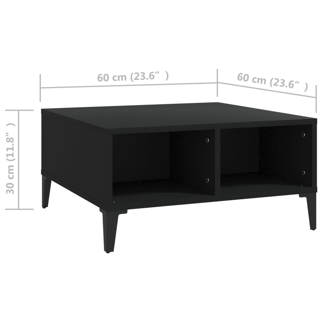 Coffee table, black, 60x60x30cm, particle board