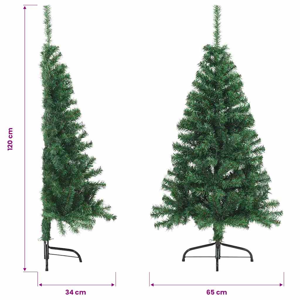 Mākslīgā pusīgā Ziemassvētku eglīte ar statīvu, zaļa, 120 cm, PVC