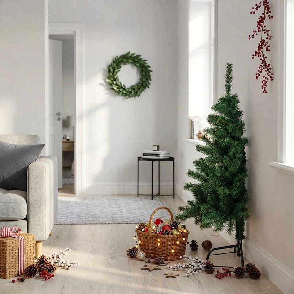 Artificial Half Christmas Tree with Stand, Green, 120cm, PVC