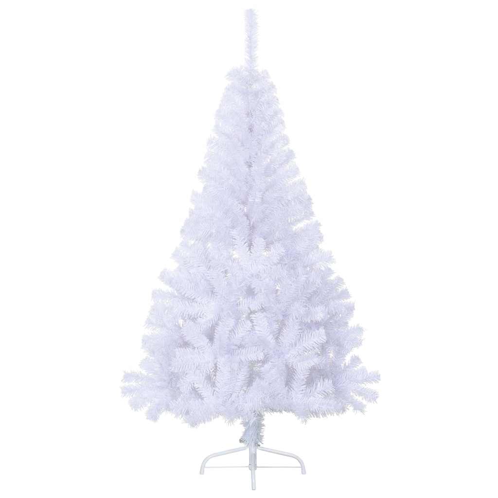 Dirbtinė pusinė Kalėdų eglutė su stovu, balta, 150cm, PVC