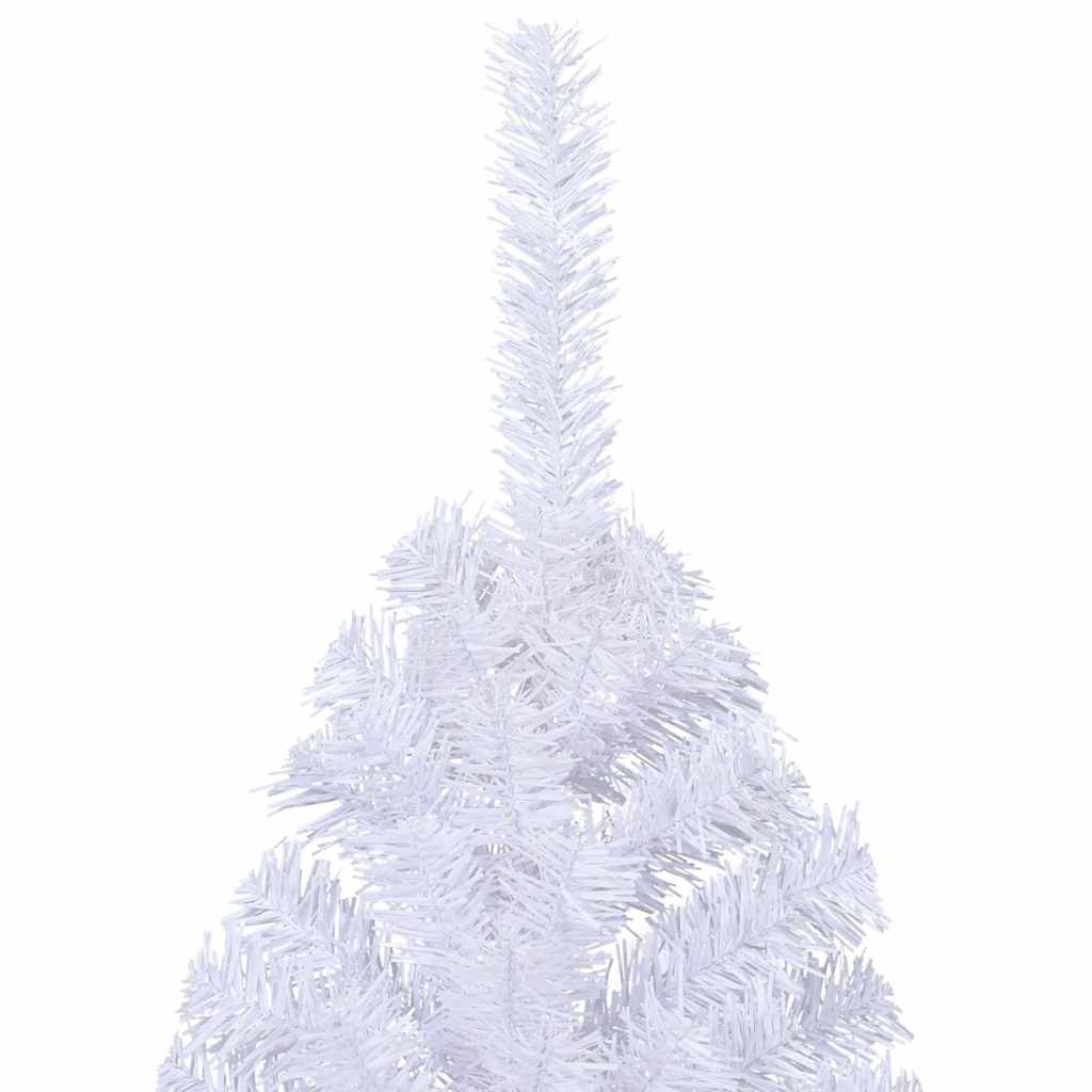 Dirbtinė pusinė Kalėdų eglutė su stovu, balta, 180cm, PVC