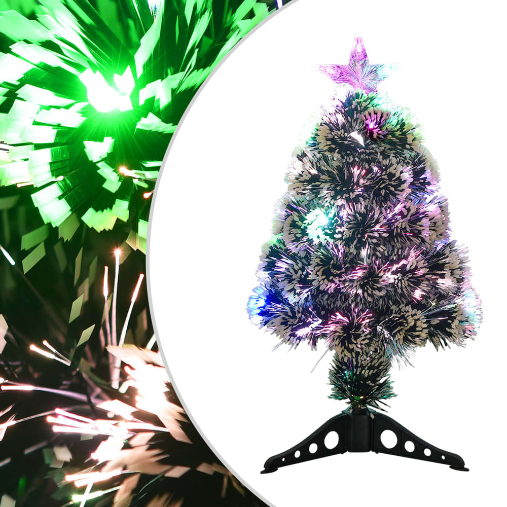 Illuminated Christmas tree, green and white, 64cm, fiber optic