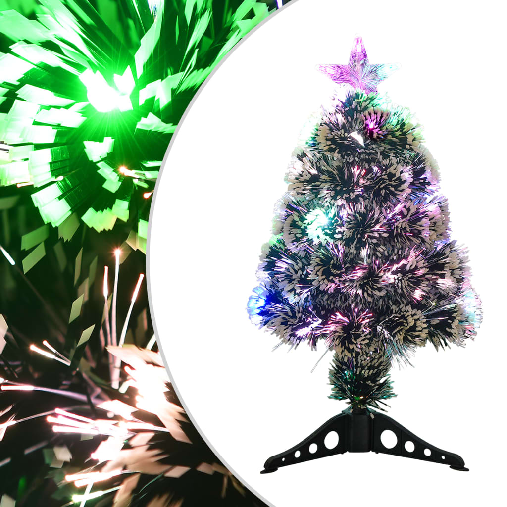 Illuminated Christmas tree, green and white, 64cm, fiber optic