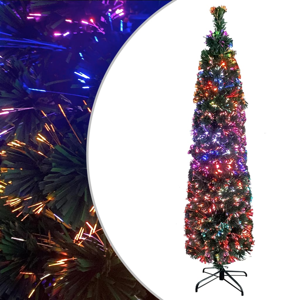 Artificial narrow Christmas tree with stand, 240cm, optical fiber