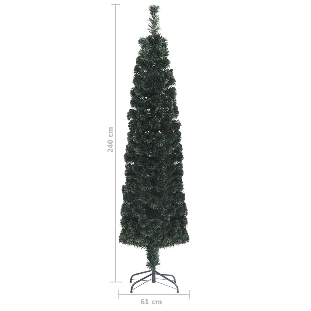 Artificial narrow Christmas tree with stand, 240cm, optical fiber