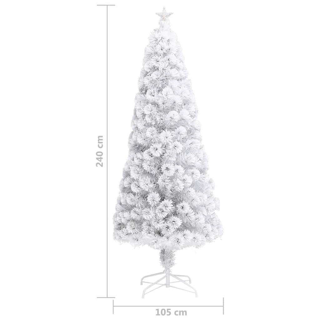 Mākslīgā Ziemassvētku eglīte, balta, 240cm, optiskā šķiedra