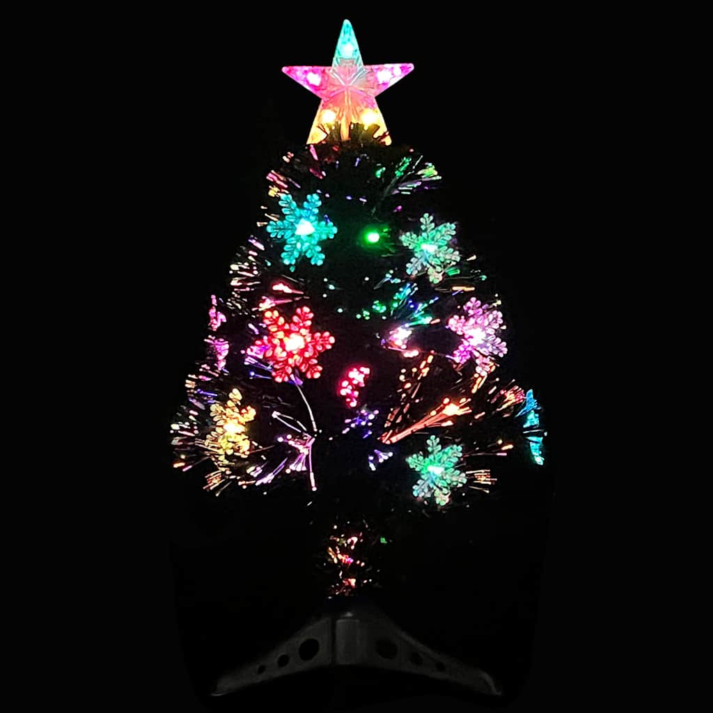 Kalėdų eglutė su LED snaigėmis, juoda, 64cm, optinis pluoštas