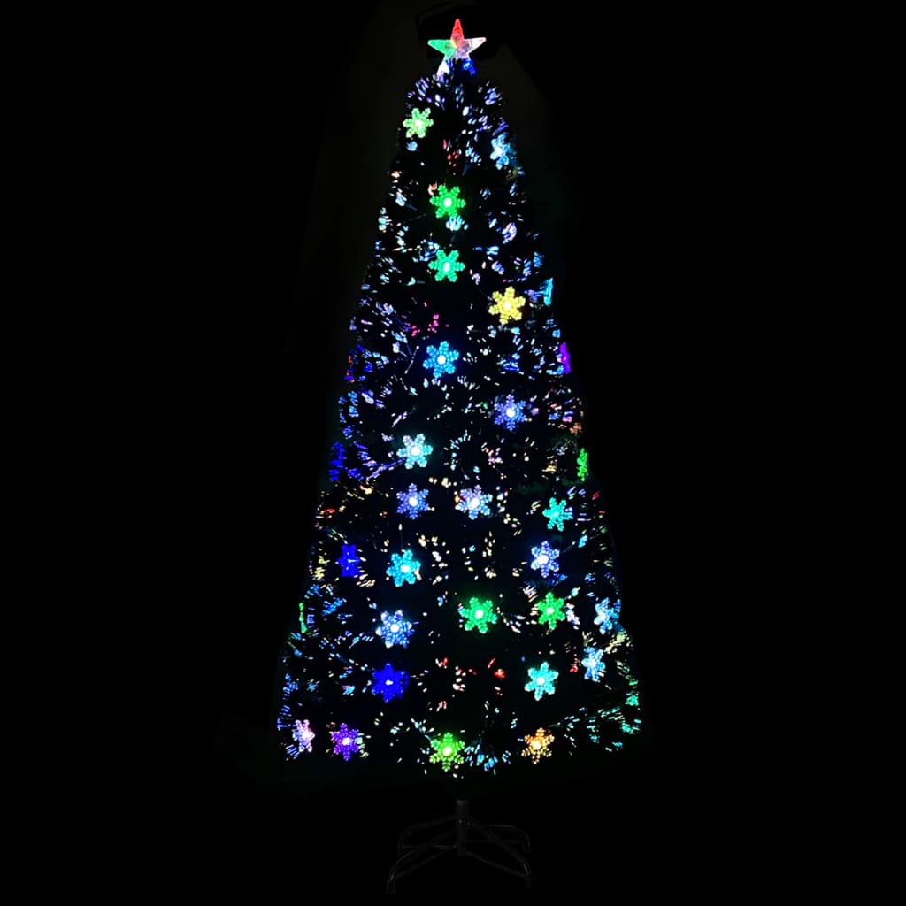 Christmas Tree POLAR MOON, with LED snowflakes, black, 180cm, fiber optic
