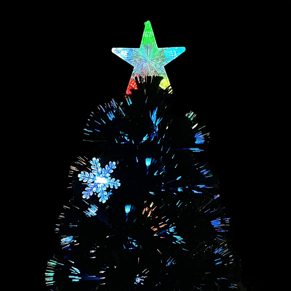 Christmas Tree POLAR MOON, with LED snowflakes, black, 180cm, fiber optic