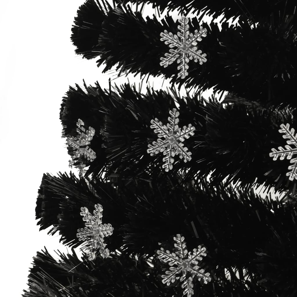 Christmas Tree POLAR MOON, with LED snowflakes, black, 180cm, fiber optic