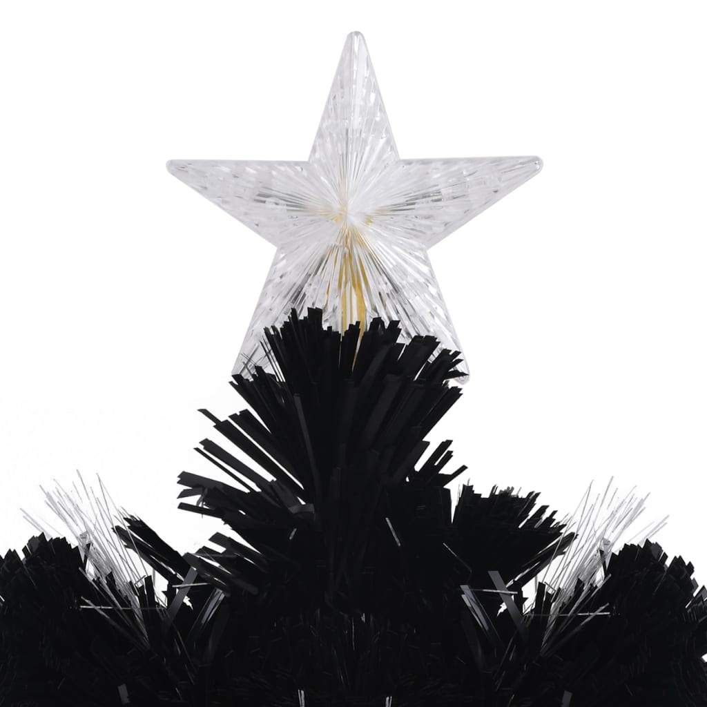 Christmas Tree POLAR MOON, with LED snowflakes, black, 180cm, fiber optic