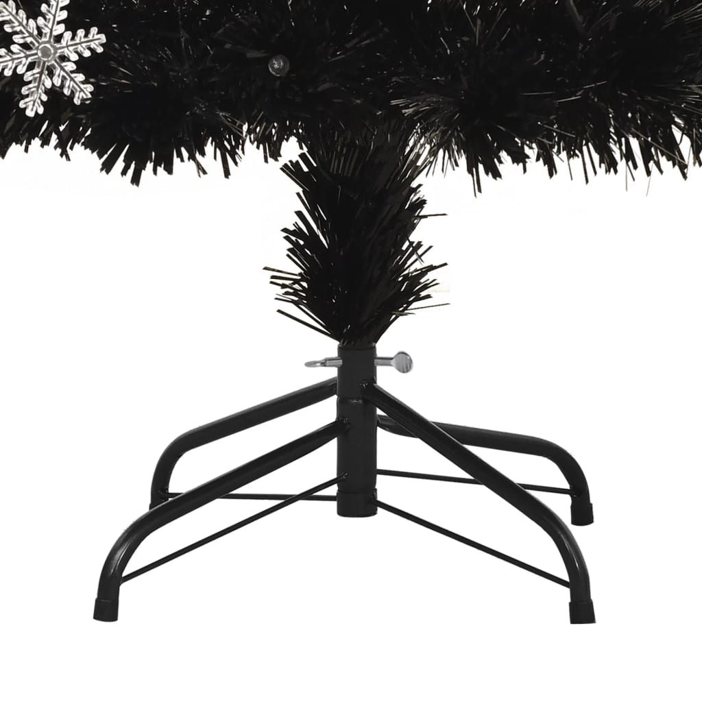 Christmas Tree POLAR MOON, with LED snowflakes, black, 180cm, fiber optic