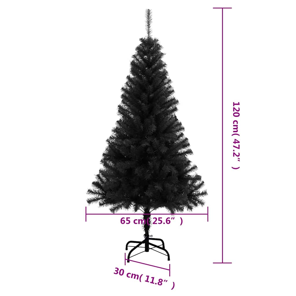 Artificial Christmas tree with stand, black, 120cm, PVC