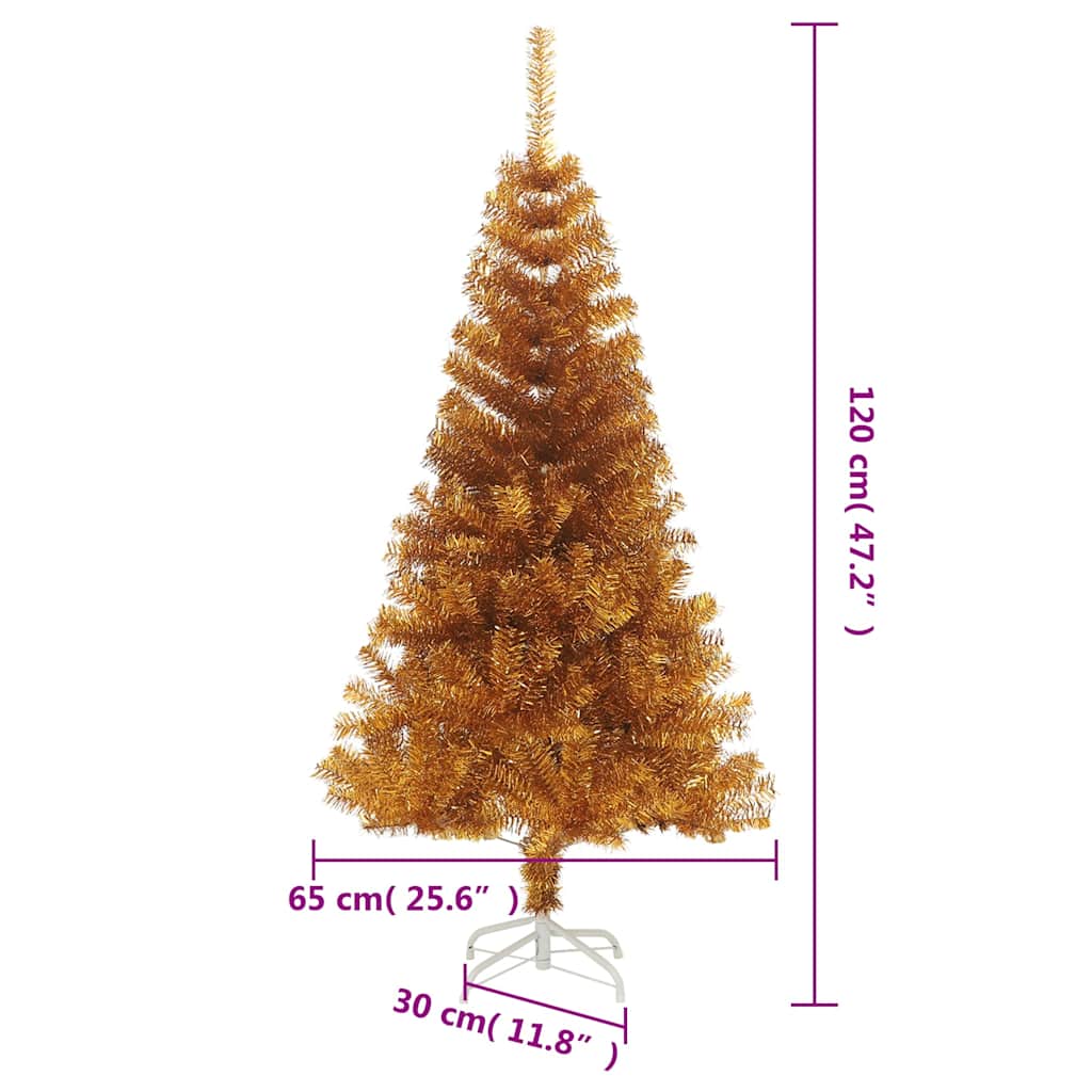 Dirbtinė Kalėdų eglutė su stovu, auksinės spalvos, 120cm, PET