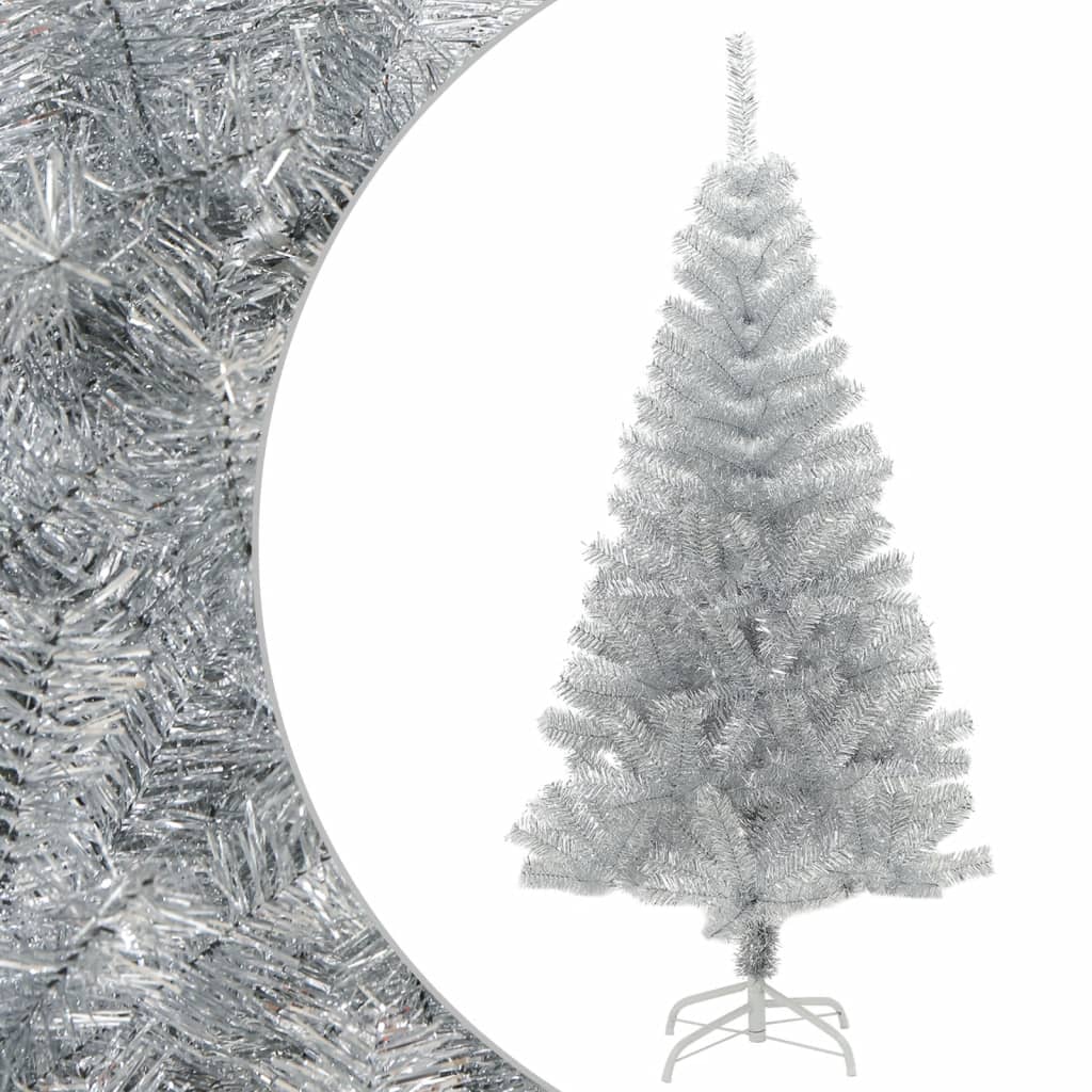 Mākslīgā Ziemassvētku eglīte ar statīvu, sudraba krāsa, 120cm, PET