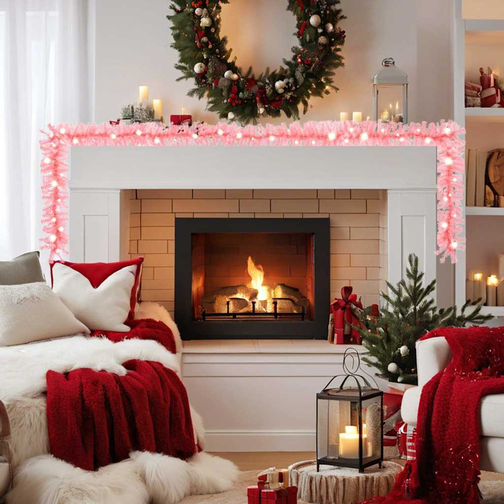 Christmas garland with LED lights WINTERIZE, pink, 20m