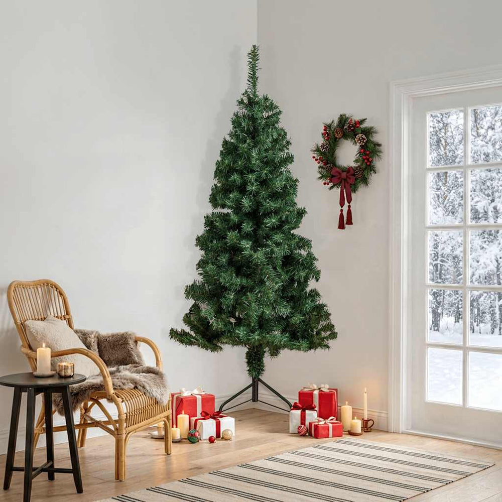 Artificial Corner Christmas Tree, Green, 240cm, PVC