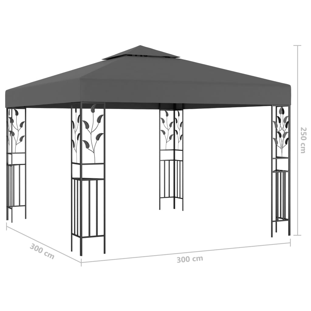 Gazebo with LED COBALT, anthracite, 3x3m