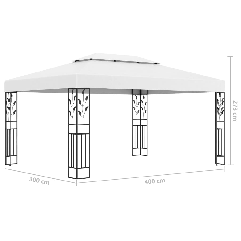Pavėsinė su LED COBALT, balta, 3x4m