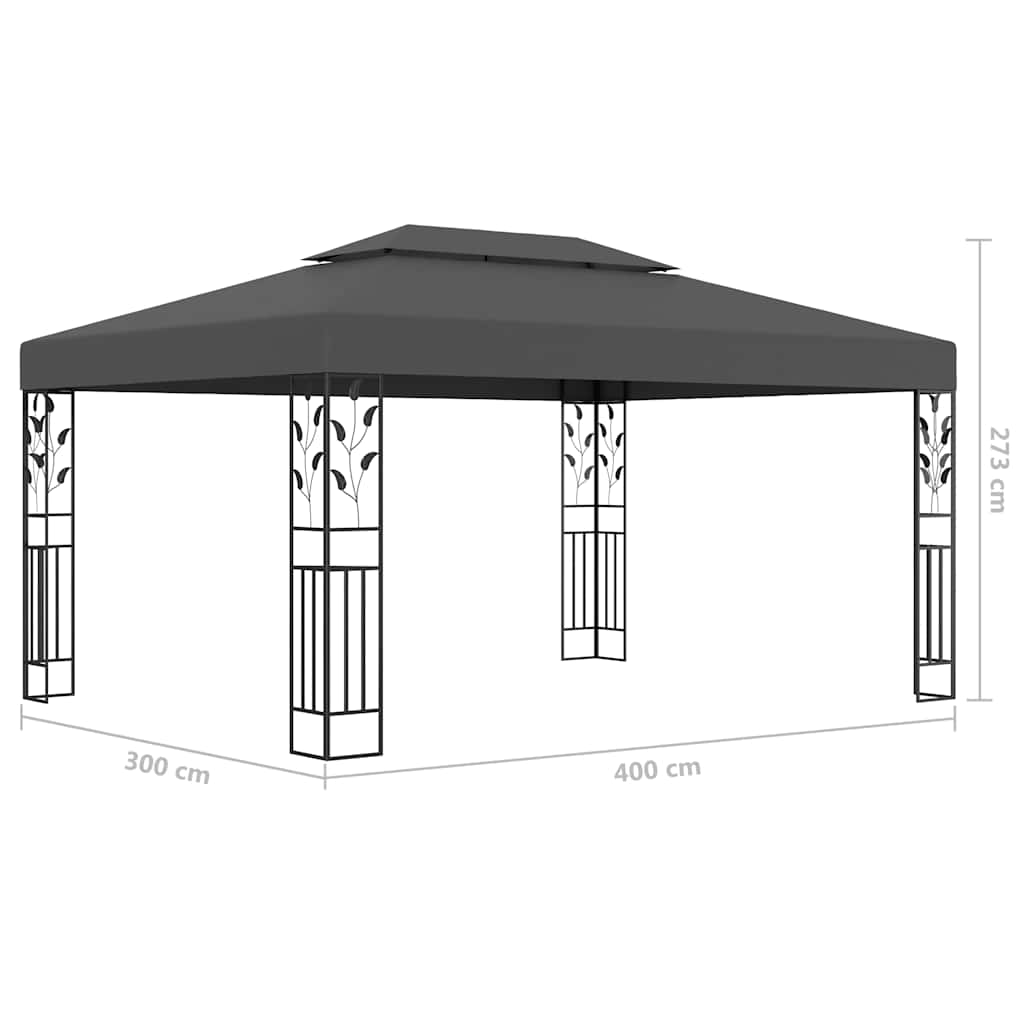 Gazebo with LED COBALT, anthracite, 3x4m