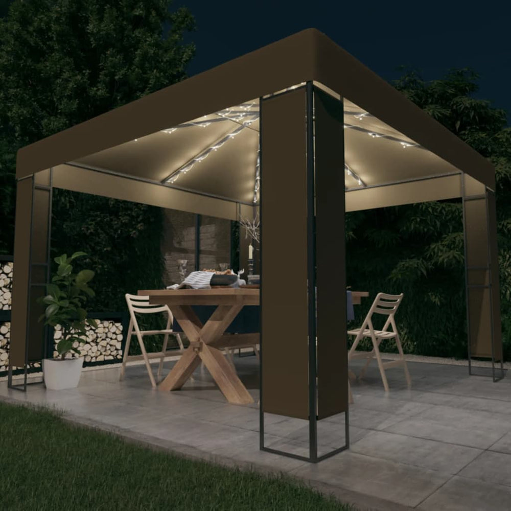 Gazebo with double roof COBALT, taupe, 3x3m