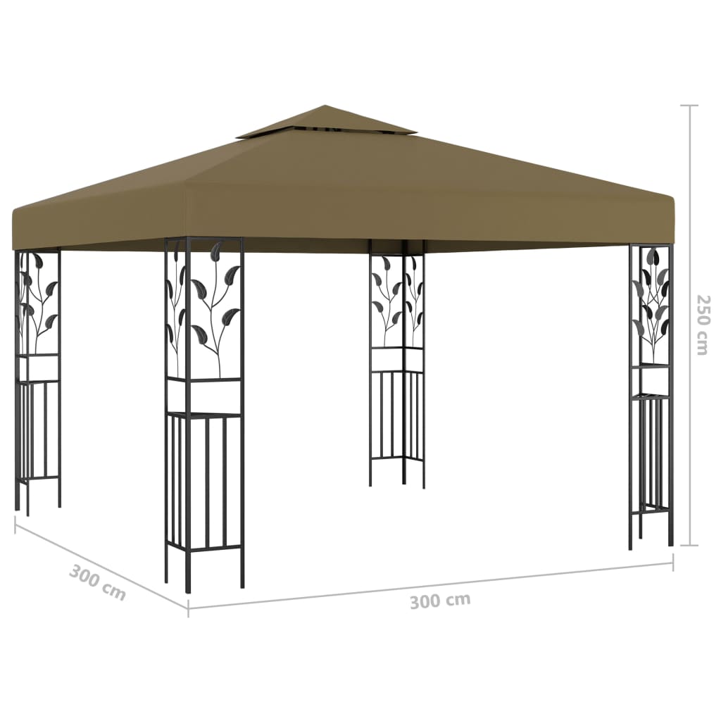 Nojumes telts ar LED lampiņu virtenēm, pelēkbrūna, 3x3m, 180g/m²