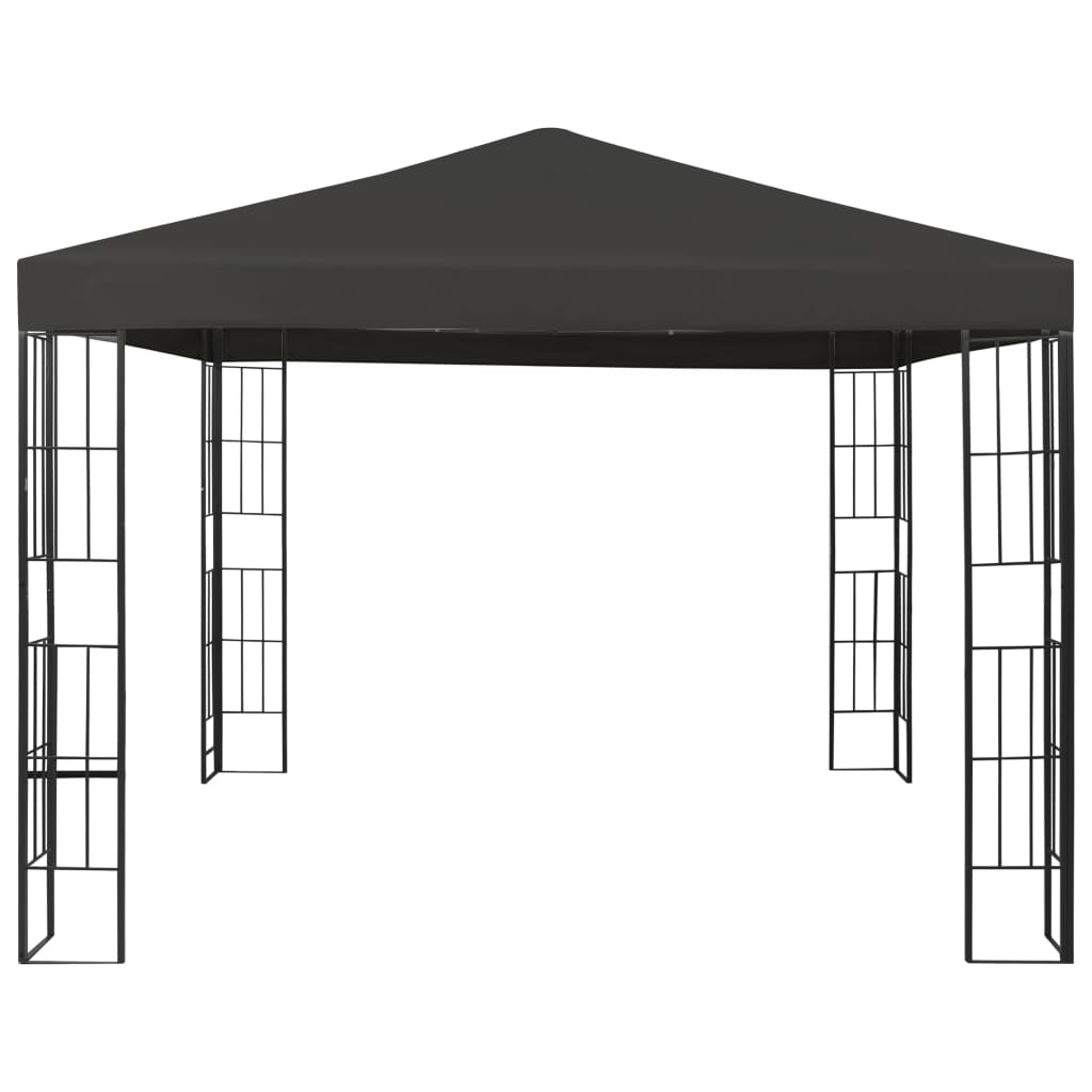Pavėsinė su lemputėmis LED, antracito, 3x3 m