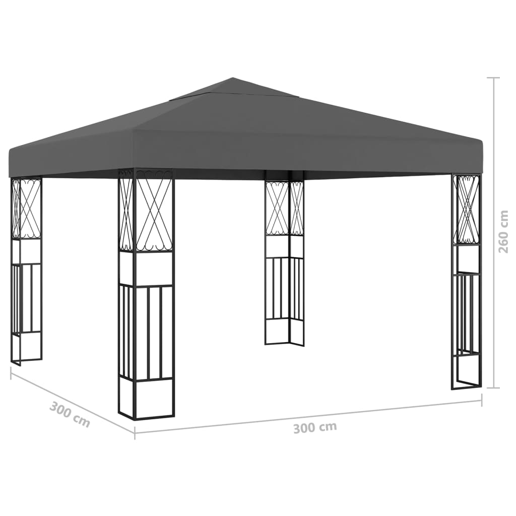 Gazebo with LED COBALT, anthracite, 3x3m