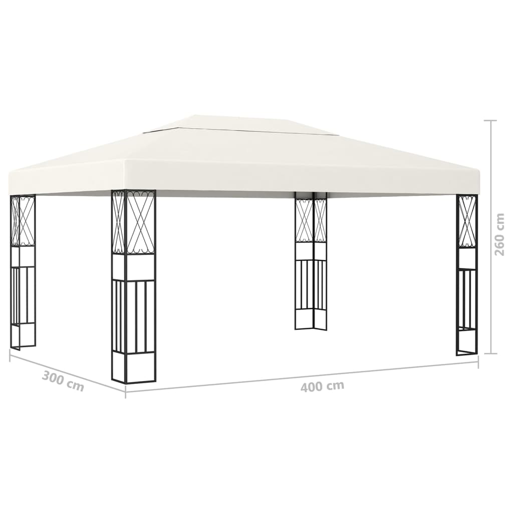 Pavėsinė su LED COBALT, kreminė, 3x4m
