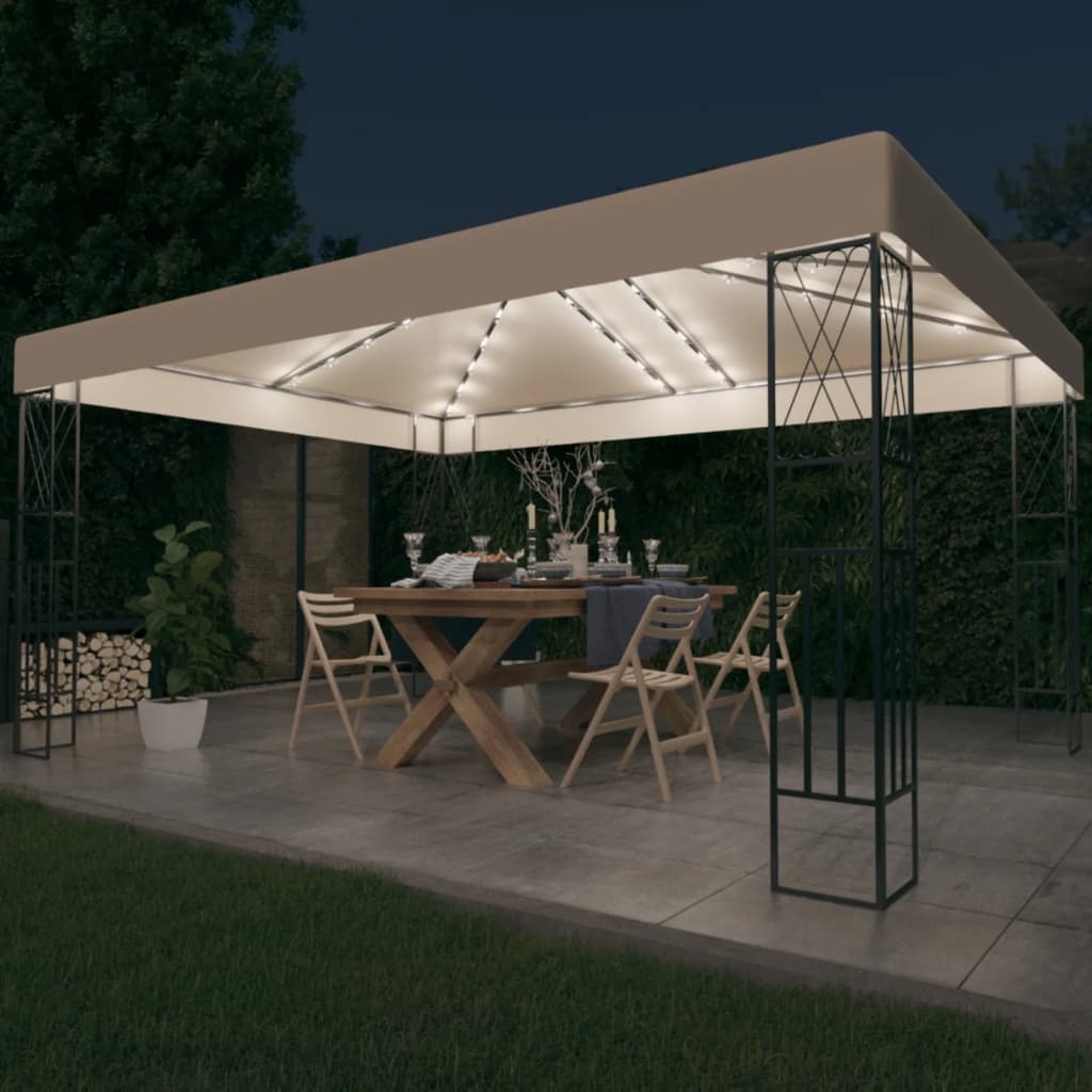 Pavėsinė su LED COBALT, kreminė, 3x4m