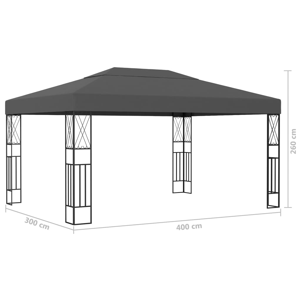 Gazebo with LED COBALT, anthracite, 3x4m