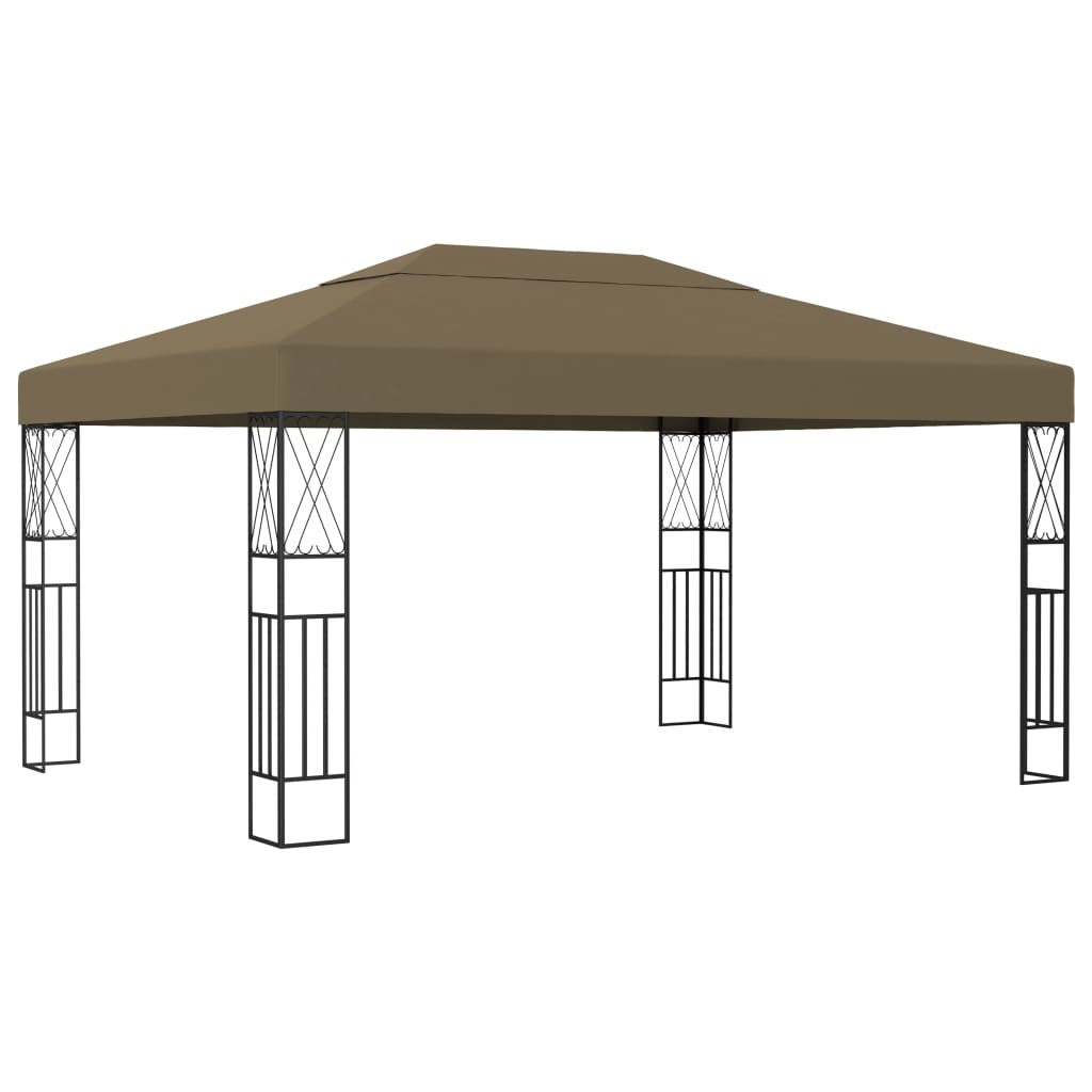 Pavėsinė su lempučių girliandomis LED, taupe, 3x4m