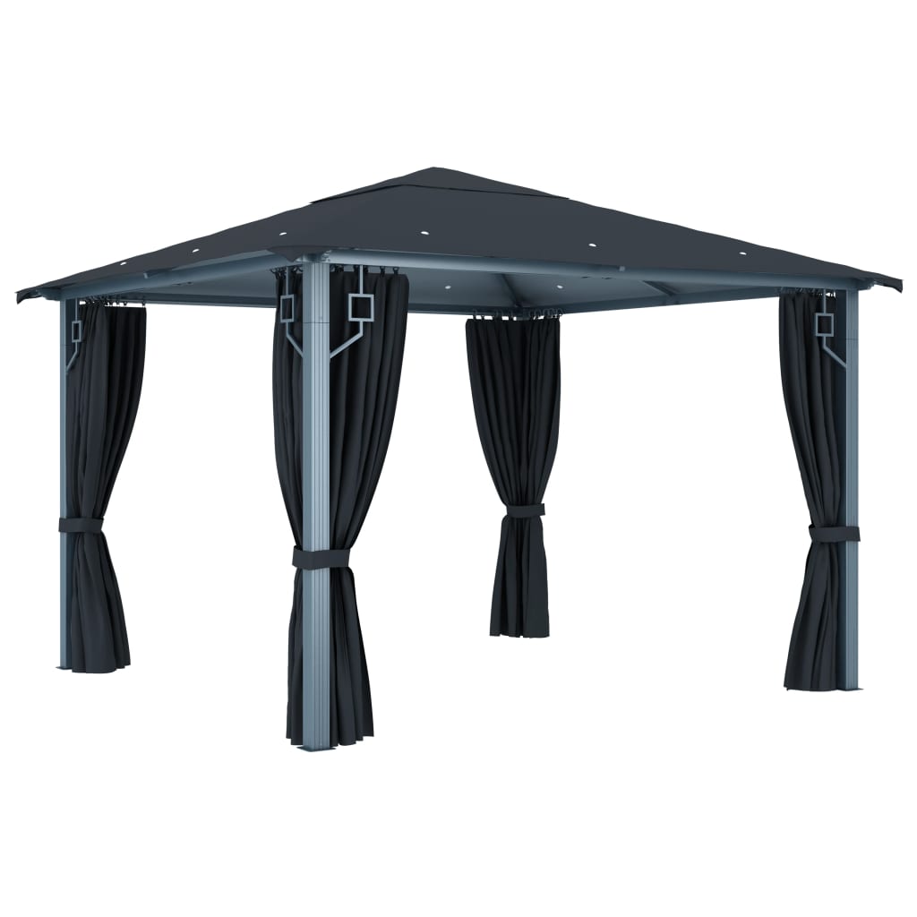 Gazebo with curtains COBALT, anthracite, 3x3m