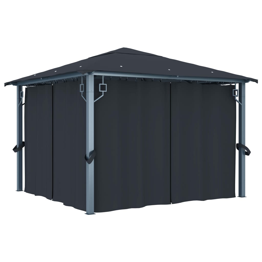 Gazebo with curtains COBALT, anthracite, 3x3m