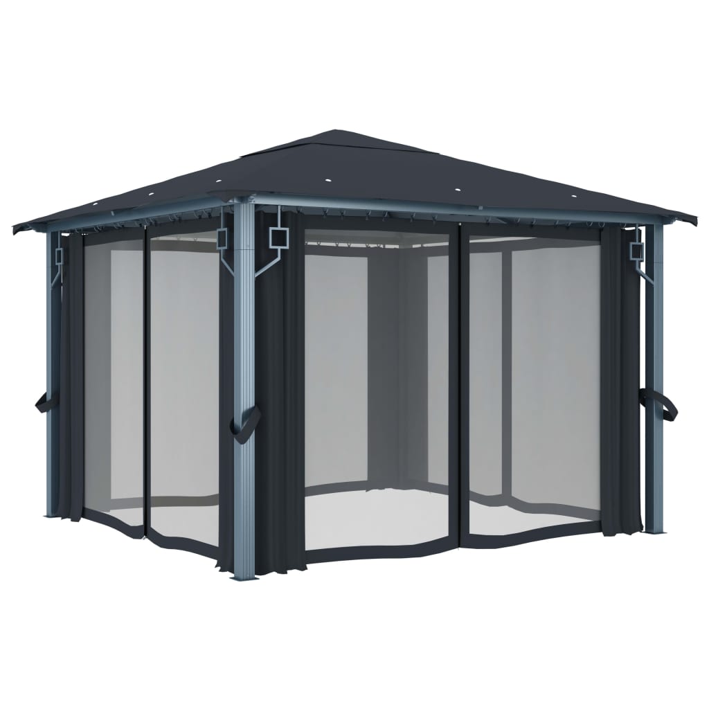 Gazebo with curtains COBALT, anthracite, 3x3m