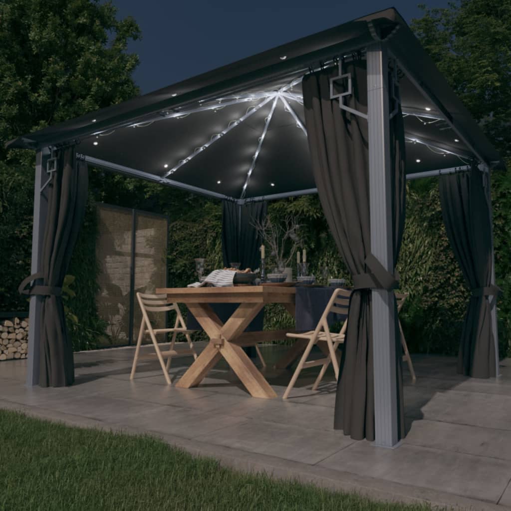 Gazebo with curtains COBALT, anthracite, 3x3m