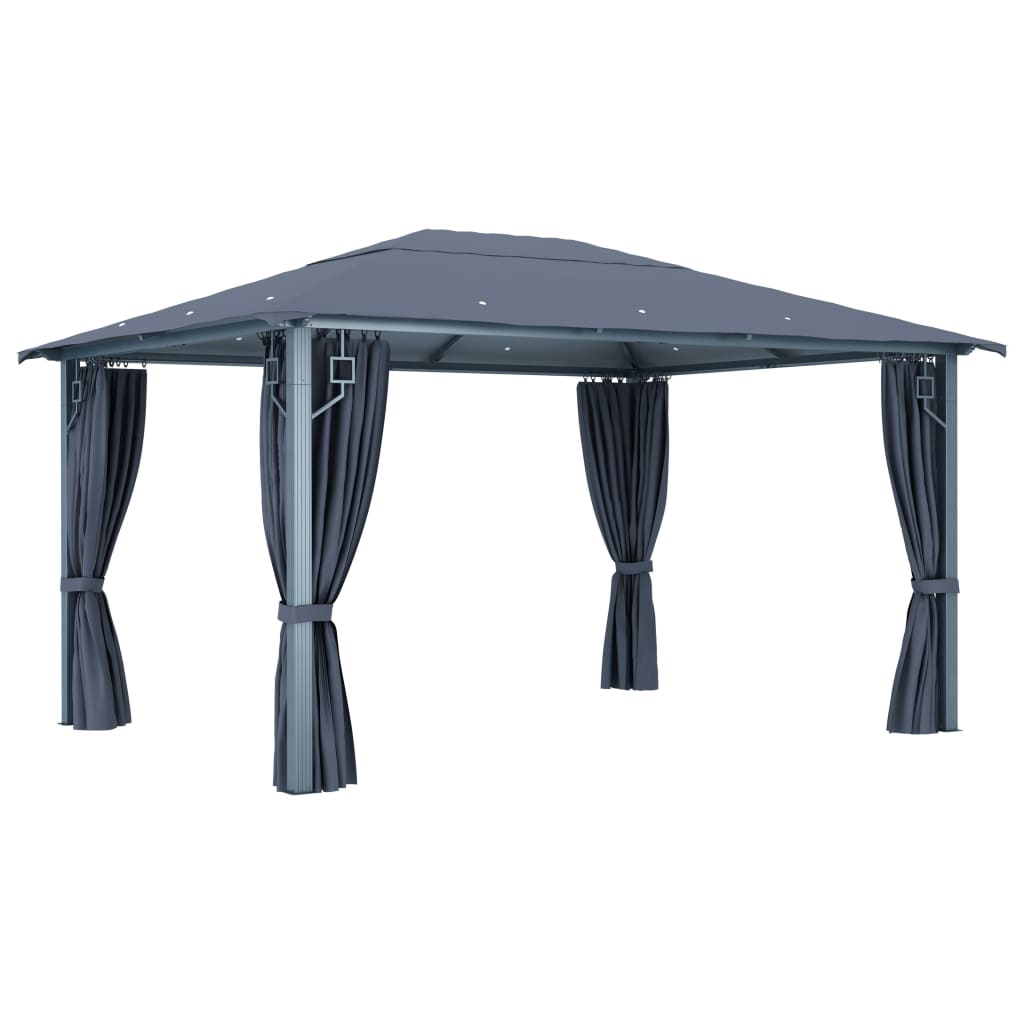 Lapene ar aizkariem COBALT, antracīta krāsā, 4x3m