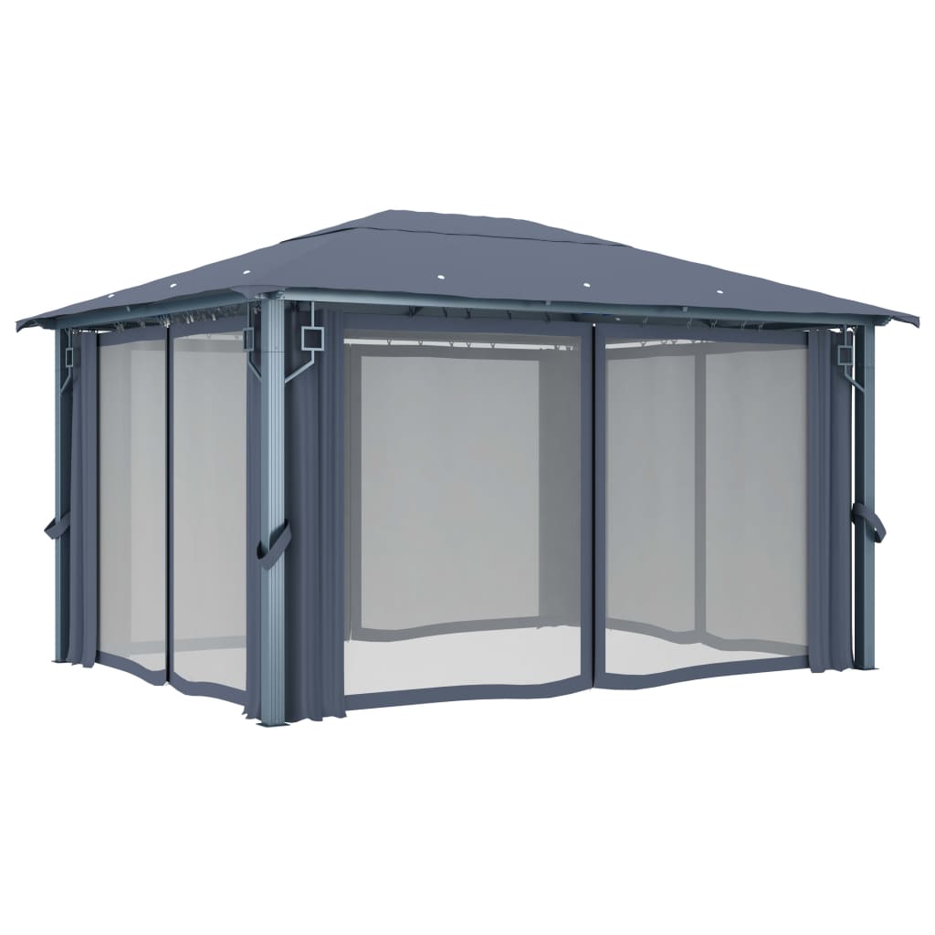 Lapene ar aizkariem COBALT, antracīta krāsā, 4x3m