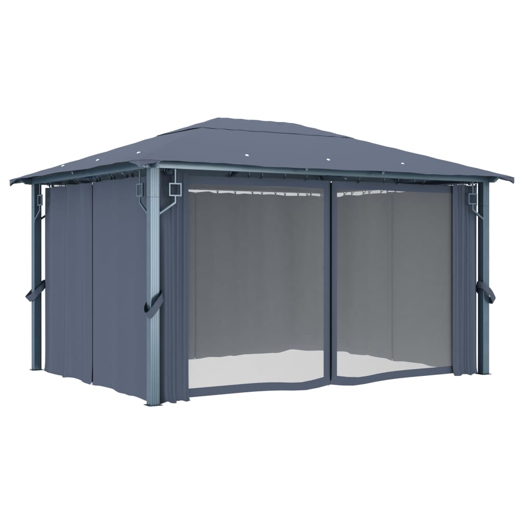 Lapene ar aizkariem COBALT, antracīta krāsā, 4x3m