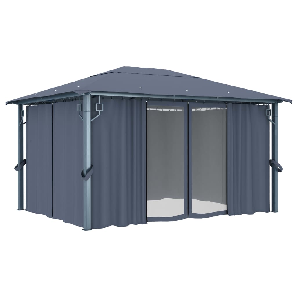 Lapene ar aizkariem COBALT, antracīta krāsā, 4x3m