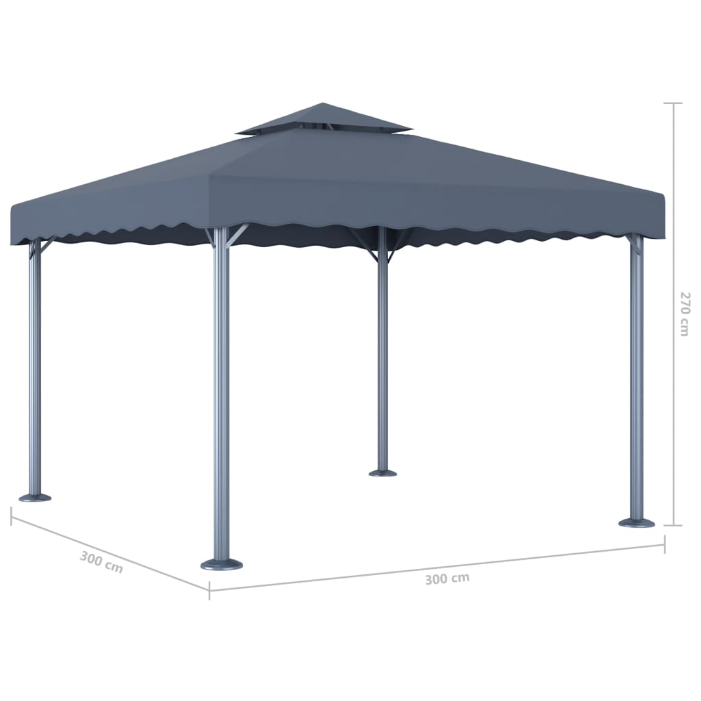 Pavėsinė su LED COBALT, antracito, 300x300cm
