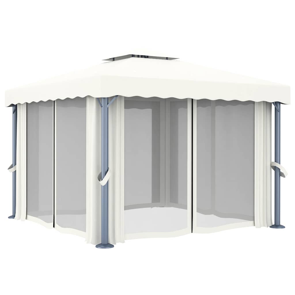 Pavėsinė su LED COBALT, kreminė, 3x3m
