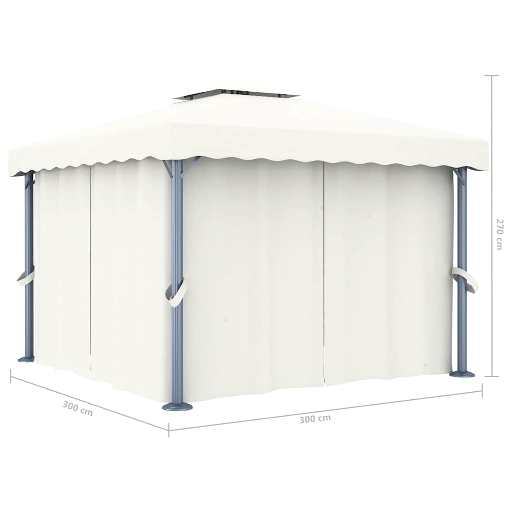 Pavėsinė su LED COBALT, kreminė, 3x3m